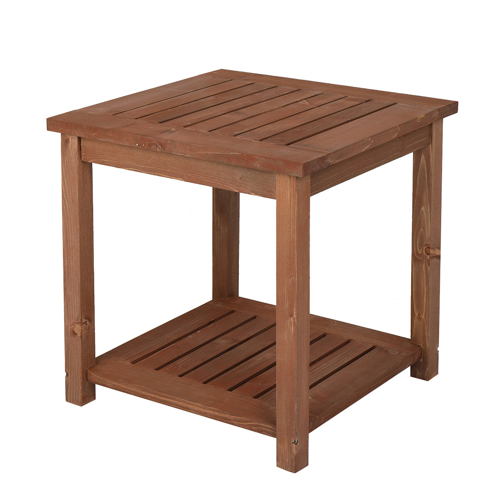 HAOYYE Outdoor Square Wood Side Table, Carbonized Finish, Sturdy and Stylish Design for Patios, Decks, and Gardens