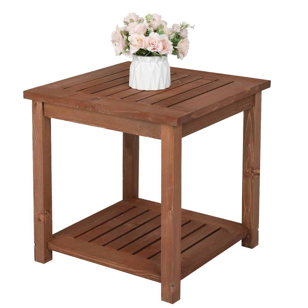 HAOYYE Outdoor Square Wood Side Table, Carbonized Finish, Sturdy and Stylish Design for Patios, Decks, and Gardens