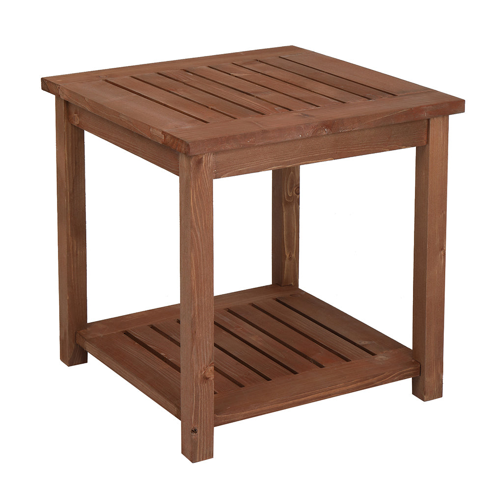 HAOYYE Outdoor Square Wood Side Table, Carbonized Finish, Sturdy and Stylish Design for Patios, Decks, and Gardens