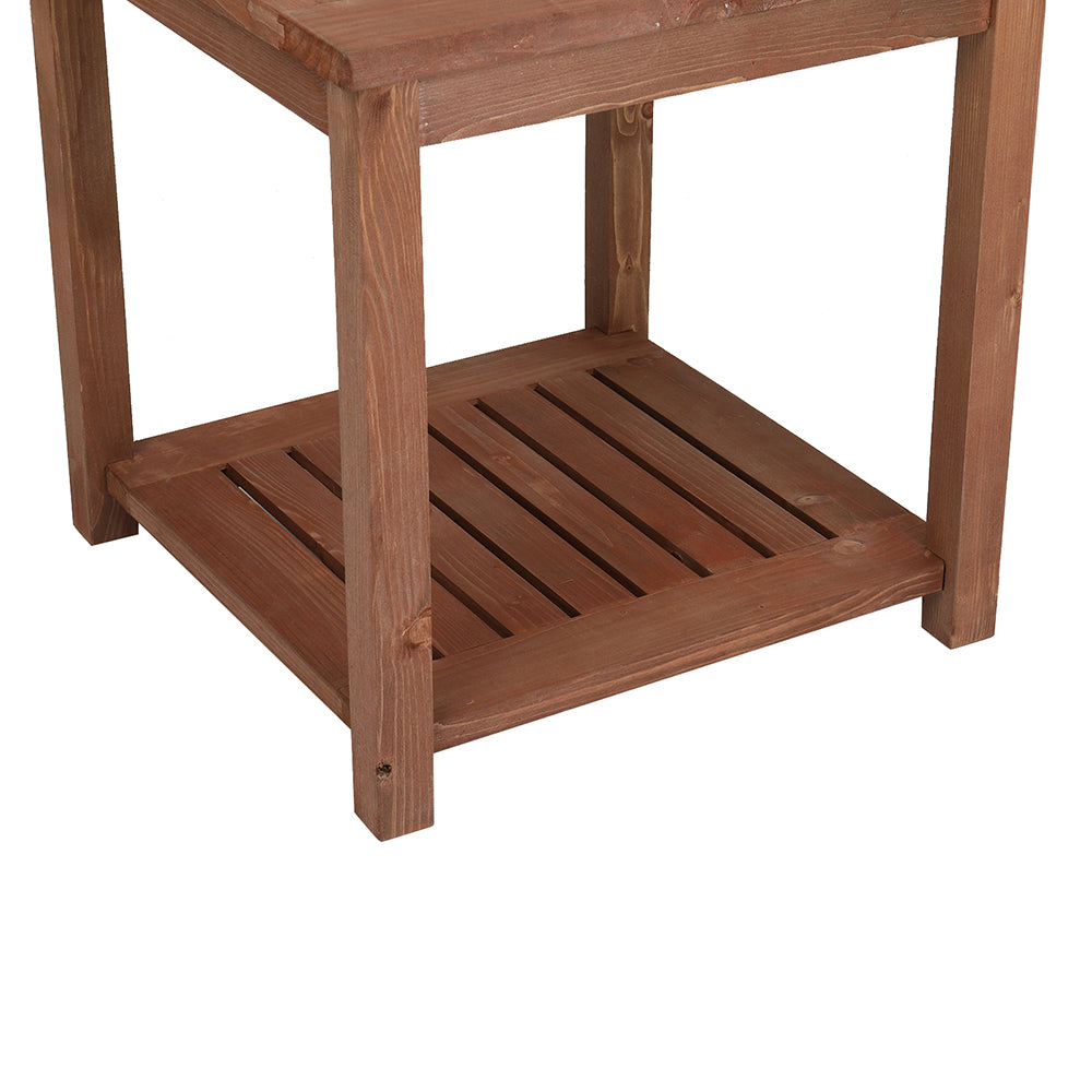 HAOYYE Outdoor Square Wood Side Table, Carbonized Finish, Sturdy and Stylish Design for Patios, Decks, and Gardens