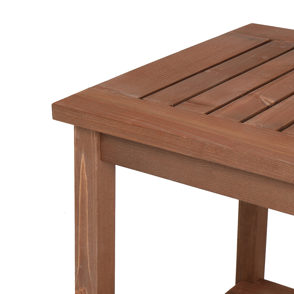HAOYYE Outdoor Square Wood Side Table, Carbonized Finish, Sturdy and Stylish Design for Patios, Decks, and Gardens