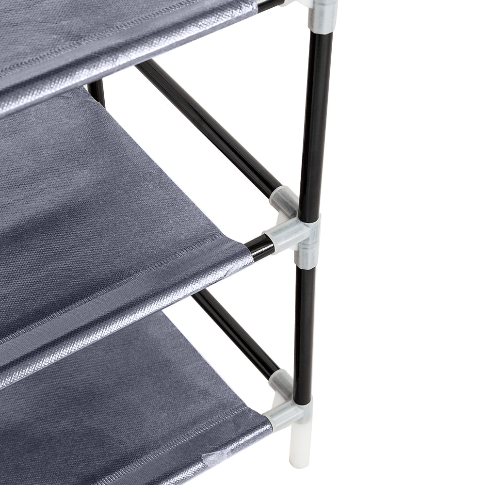 HAOYYE 7 Tiers Portable Shoe Rack with Closet Fabric Cover, Shoe Storage Organizer Cabinet in Gray, Space-Saving Design for Entryway Bedroom or Closet Organization