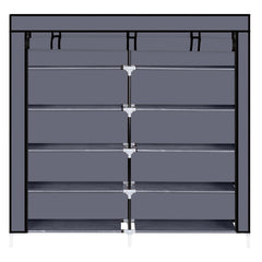 HAOYYE 7 Tiers Portable Shoe Rack with Closet Fabric Cover, Shoe Storage Organizer Cabinet in Gray, Space-Saving Design for Entryway Bedroom or Closet Organization