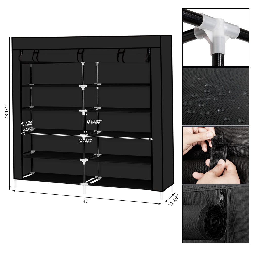 HAOYYE 7-Tier Portable Shoe Rack with Fabric Cover, Durable Shoe Storage Organizer Cabinet, Space-Saving Design for Closet, Modern and Stylish Shoe Organizer for Home, Premium Quality Storage Solution for Versatile Use