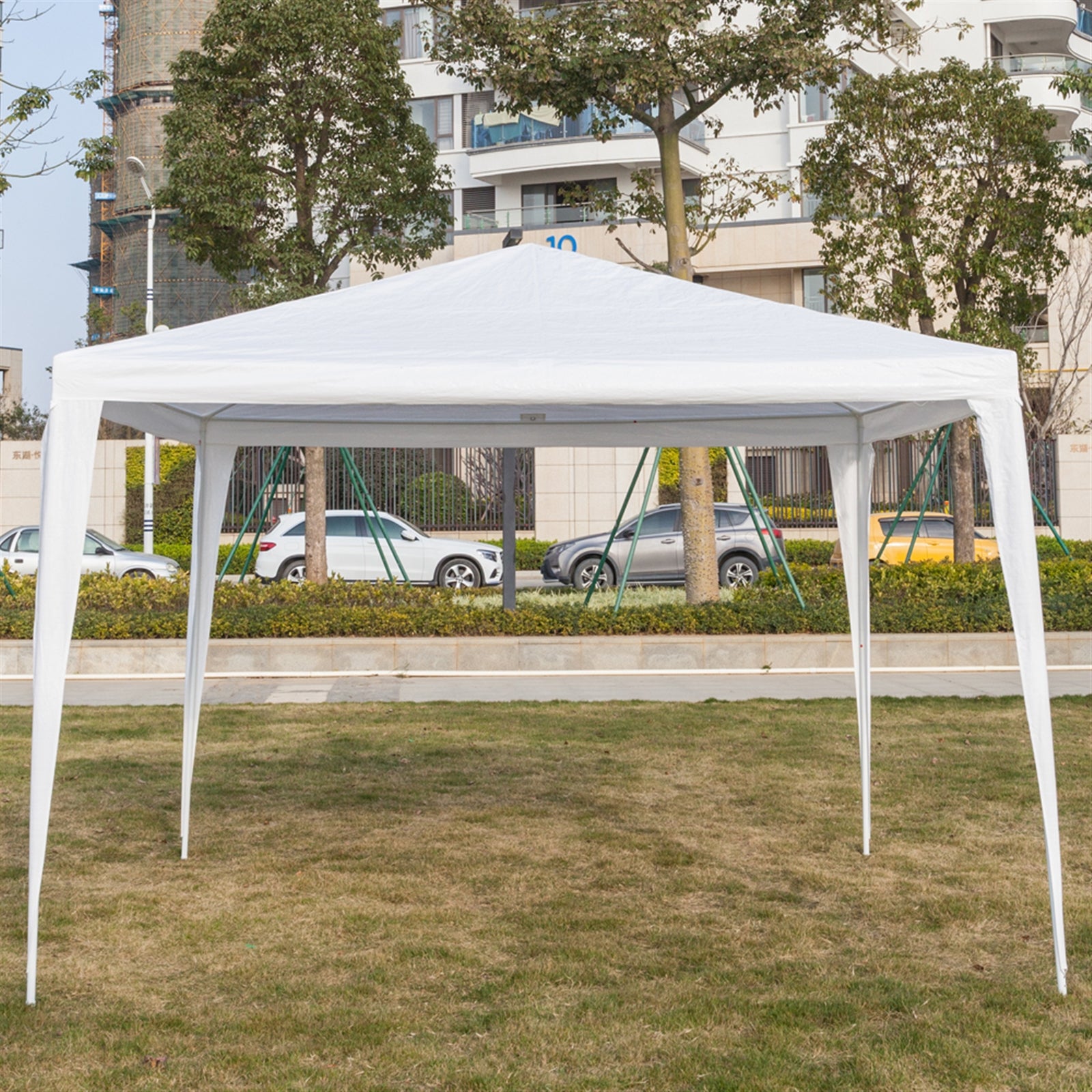 HAOYYE Outdoor Waterproof Tent 3x3m Pop Up Canopy Portable White Shelter with Spiral Tubes for Backyard Wedding Party Event Sun Shade Folding Pavilion