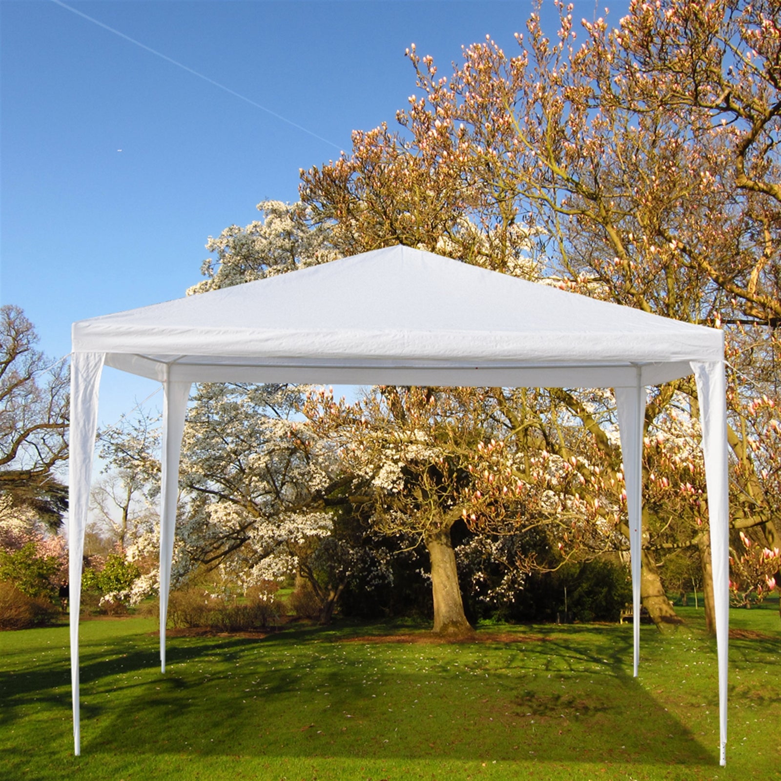 HAOYYE Outdoor Waterproof Tent 3x3m Pop Up Canopy Portable White Shelter with Spiral Tubes for Backyard Wedding Party Event Sun Shade Folding Pavilion