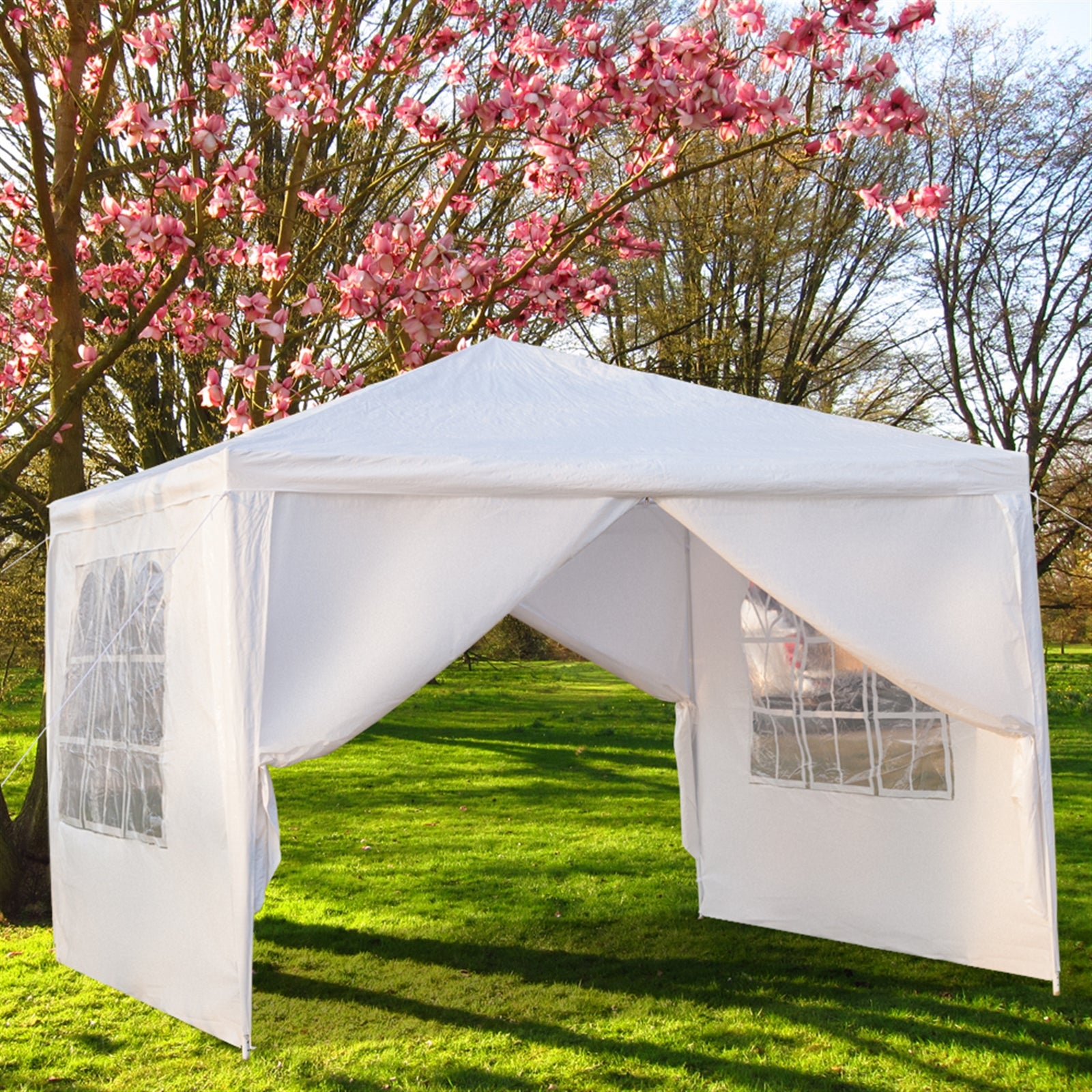 HAOYYE Outdoor Waterproof Tent 3x3m Pop Up Canopy with 4 Sidewalls Portable Folding Tent with Spiral Tubes for Backyard Wedding Party Events Sun Shade Shelter