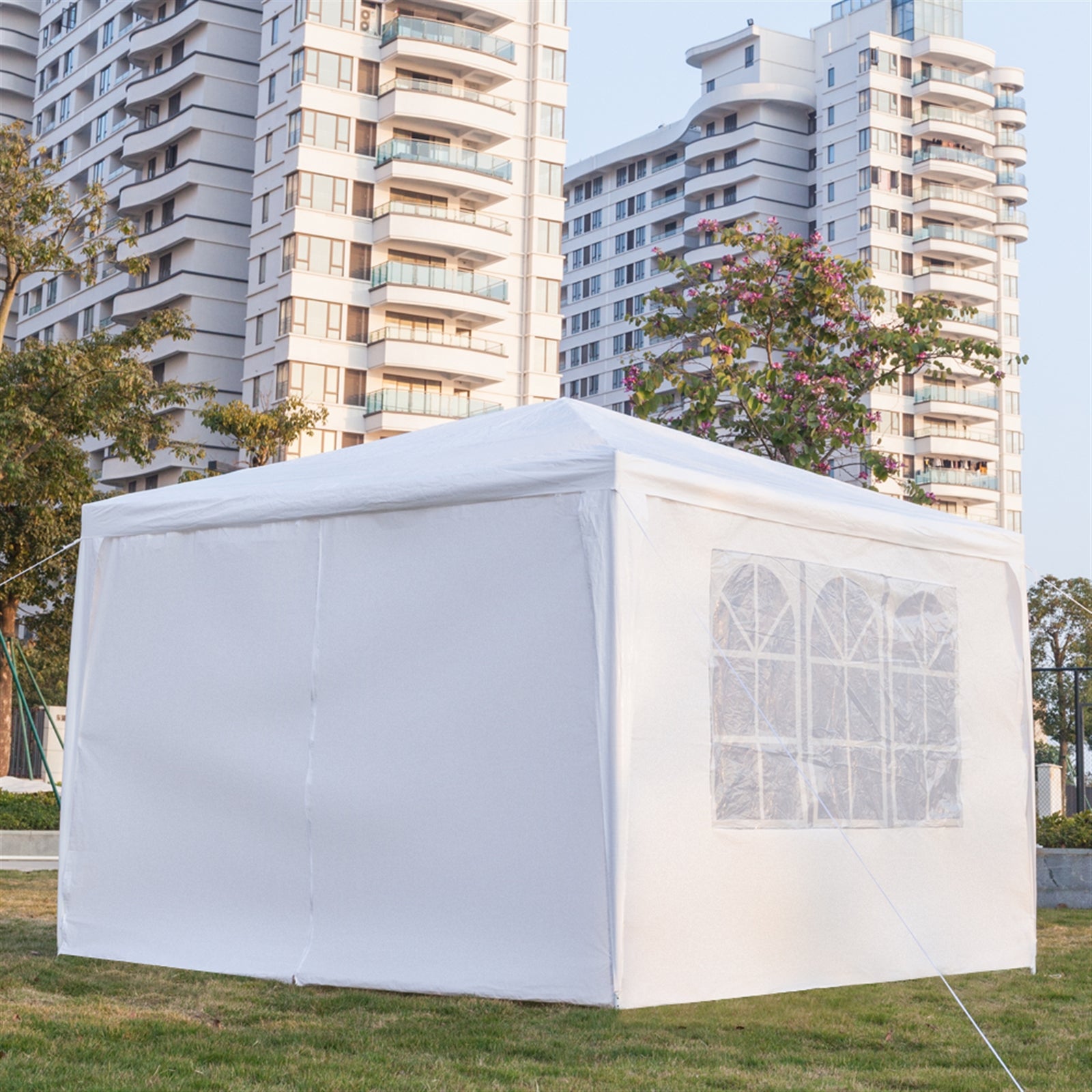 HAOYYE Outdoor Waterproof Tent 3x3m Pop Up Canopy with 4 Sidewalls Portable Folding Tent with Spiral Tubes for Backyard Wedding Party Events Sun Shade Shelter