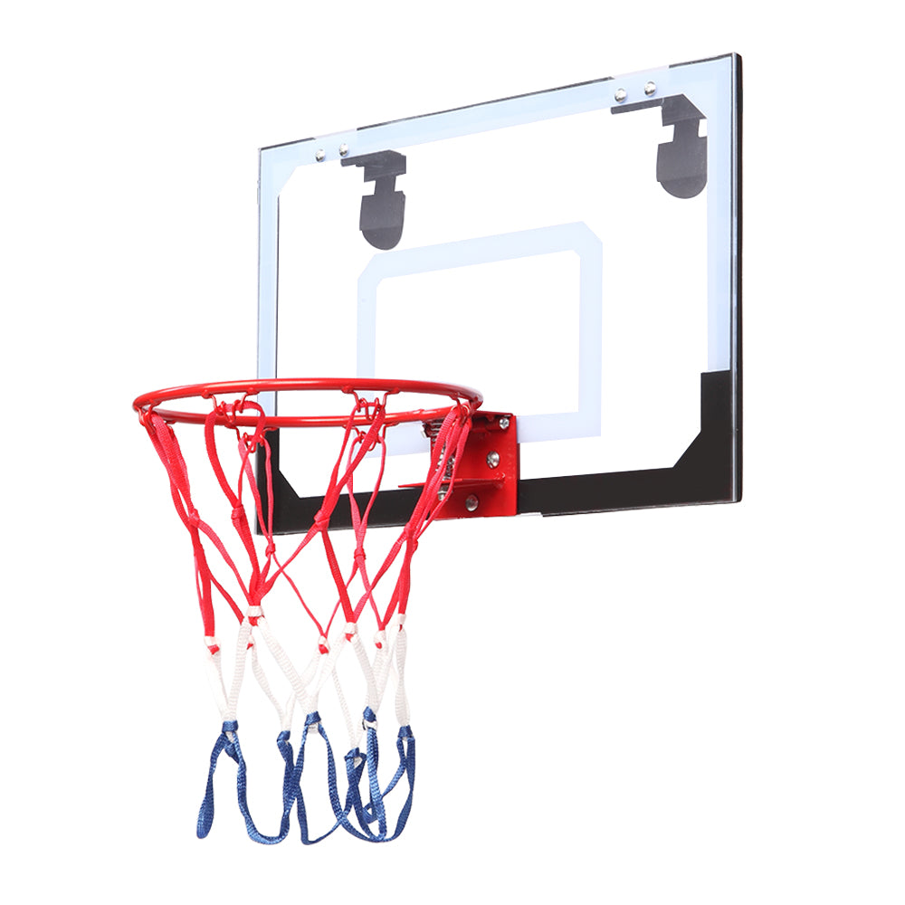 HAOYYE Wall Mount Clear Basketball Backboard Set with Mini Basketball and Pump, Indoor Outdoor Shatterproof Backboard with Sturdy Mounting Brackets, Space-Saving Design for Office Bedroom Dorm Game Room, Fits Ball Diameter up to 5 Inches