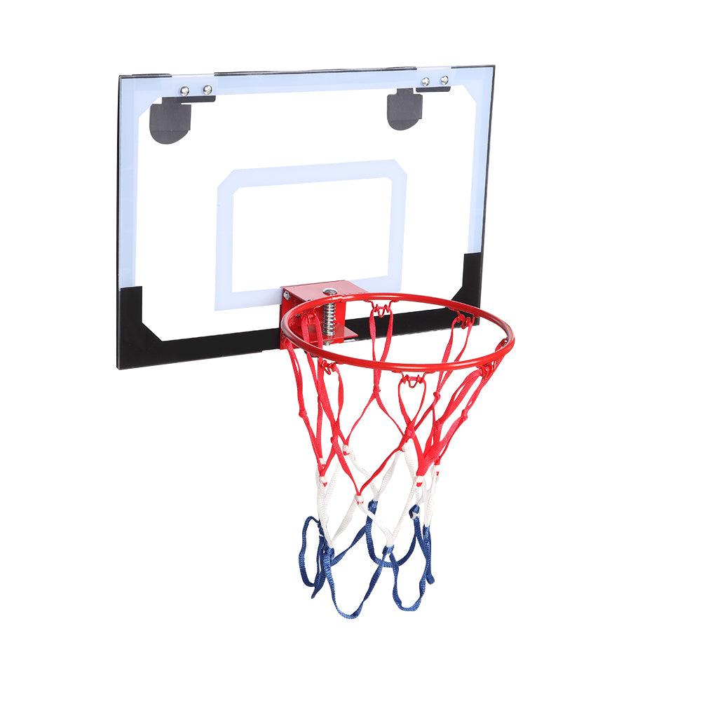 HAOYYE Wall Mount Clear Basketball Backboard Set with Mini Basketball and Pump, Indoor Outdoor Shatterproof Backboard with Sturdy Mounting Brackets, Space-Saving Design for Office Bedroom Dorm Game Room, Fits Ball Diameter up to 5 Inches