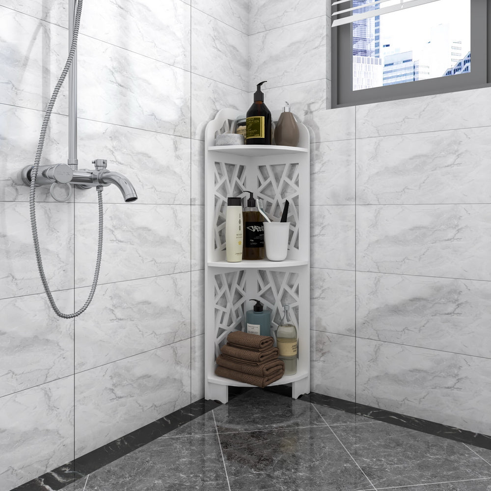 HAOYYE 3-Tier Corner Shower Shelf for Bathroom, Waterproof and Durable, Space-Saving Organizer, Modern and Stylish Storage Solution, Versatile for Living Room and Home Essentials
