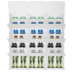 DE Direct HAOYYE 7-Tier Shoe Rack Organizer with 21 Grid Storage Shelves Portable Expandable Shoe Tower Cabinet Stand for Entryway Closet Bedroom Living Room Holds Up to 42 Pairs of Heels Boots Slippers White