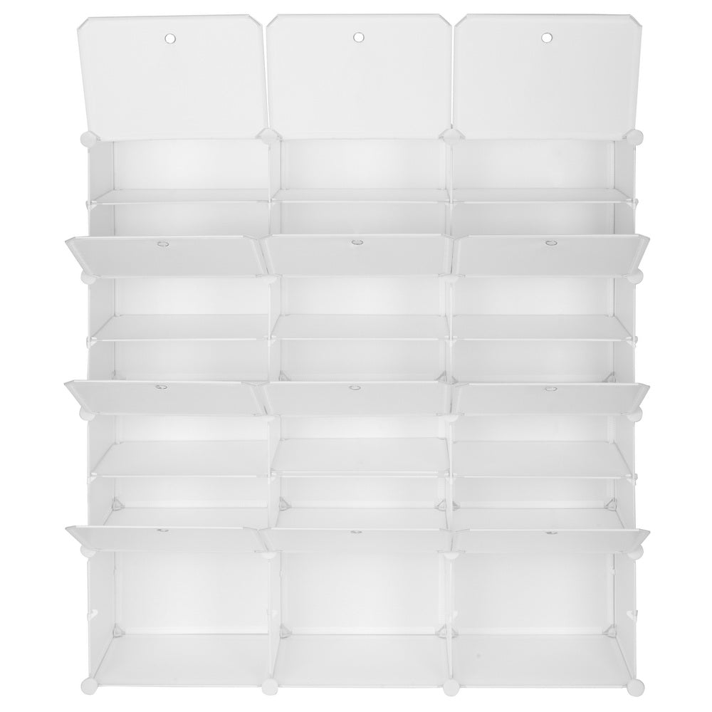 DE Direct HAOYYE 7-Tier Shoe Rack Organizer with 21 Grid Storage Shelves Portable Expandable Shoe Tower Cabinet Stand for Entryway Closet Bedroom Living Room Holds Up to 42 Pairs of Heels Boots Slippers White