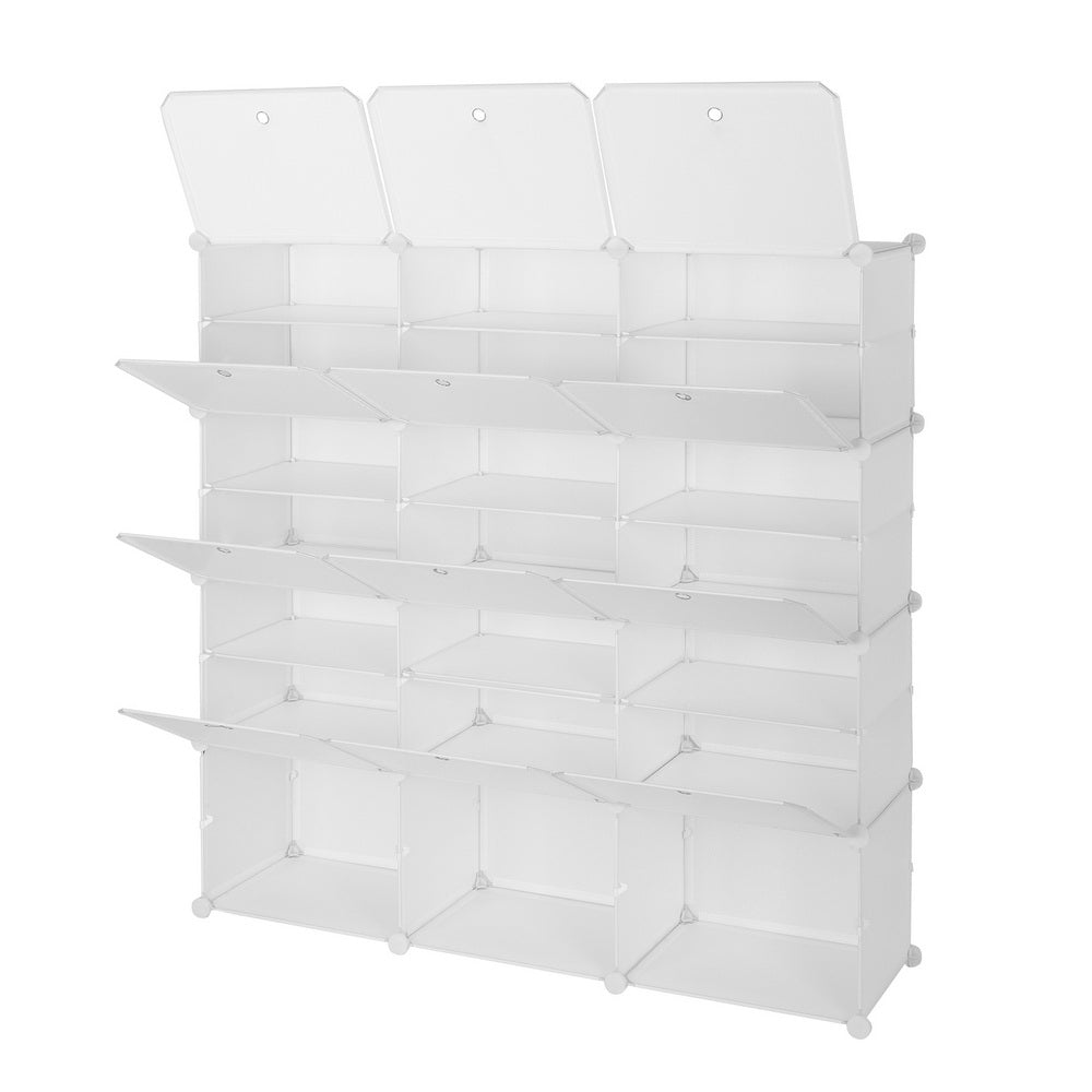 DE Direct HAOYYE 7-Tier Shoe Rack Organizer with 21 Grid Storage Shelves Portable Expandable Shoe Tower Cabinet Stand for Entryway Closet Bedroom Living Room Holds Up to 42 Pairs of Heels Boots Slippers White