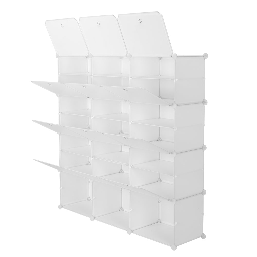 DE Direct HAOYYE 7-Tier Shoe Rack Organizer with 21 Grid Storage Shelves Portable Expandable Shoe Tower Cabinet Stand for Entryway Closet Bedroom Living Room Holds Up to 42 Pairs of Heels Boots Slippers White