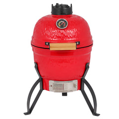 HAOYYE 13 Inch Round Ceramic Charcoal Grill Kamado Style Portable BBQ Smoker with Lid and Vents Outdoor Tabletop Barbecue Grill for Patio Backyard Camping Tailgating Cooking Orange
