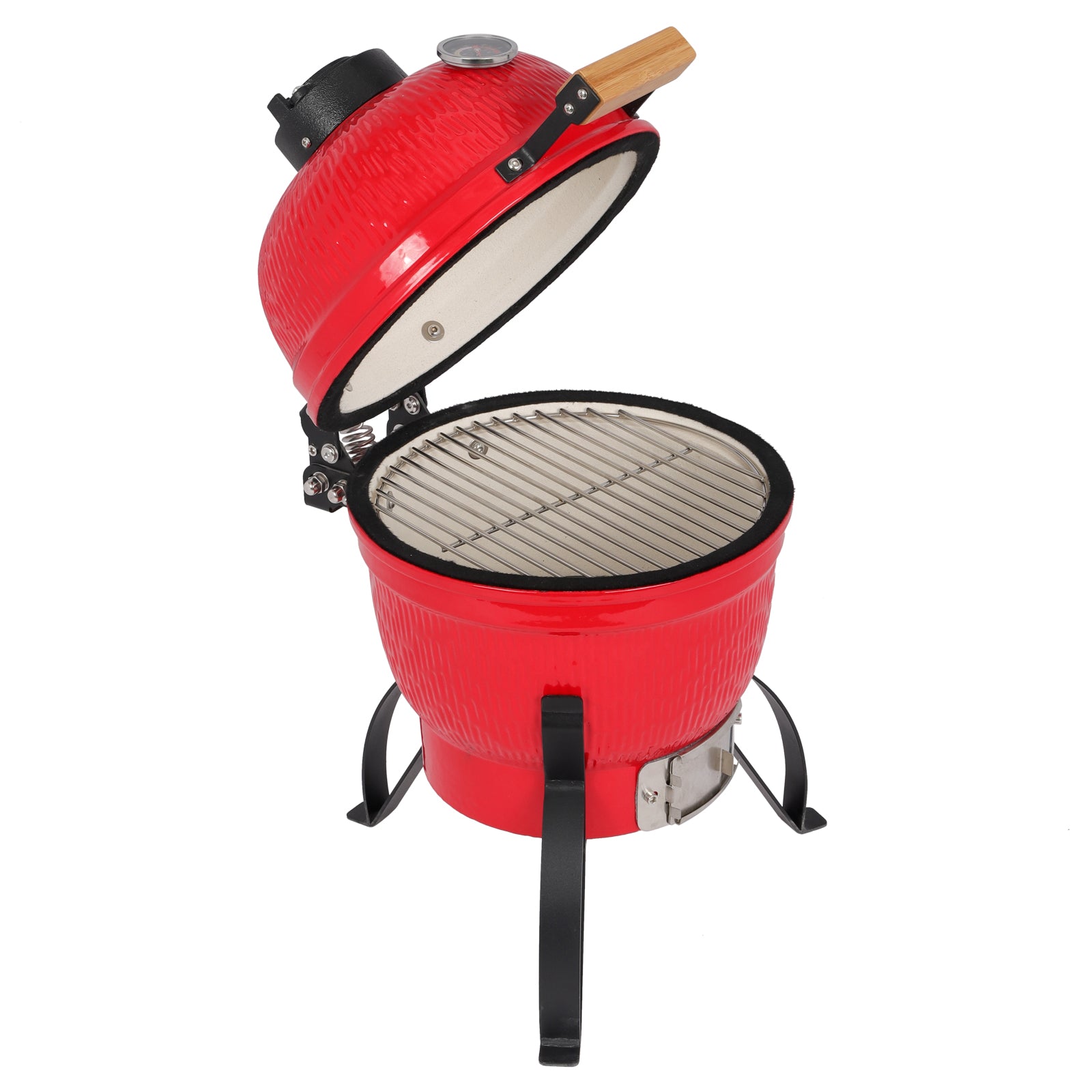 HAOYYE 13 Inch Round Ceramic Charcoal Grill Kamado Style Portable BBQ Smoker with Lid and Vents Outdoor Tabletop Barbecue Grill for Patio Backyard Camping Tailgating Cooking Orange