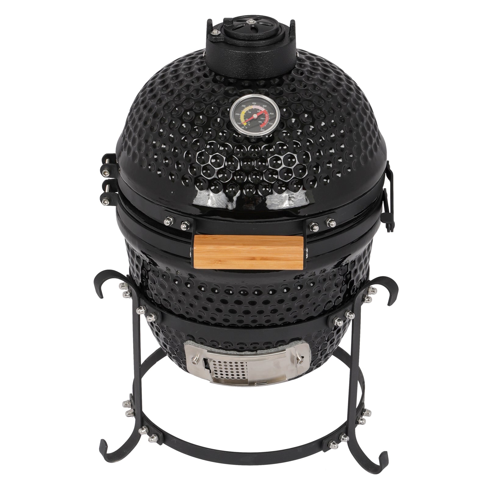 HAOYYE 13-Inch Round Ceramic Charcoal Grill Black, Durable Outdoor BBQ Cooker with Adjustable Vents, Heat-Resistant Design for Perfect Smoking and Grilling Experience