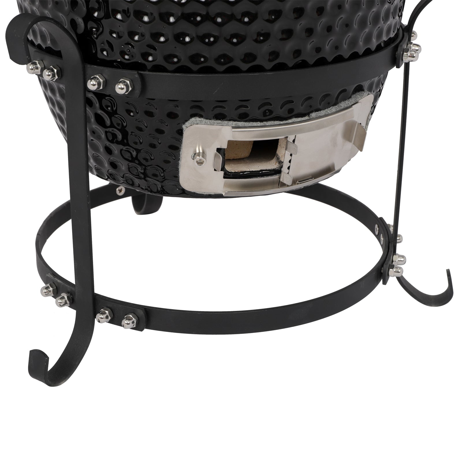 HAOYYE 13-Inch Round Ceramic Charcoal Grill Black, Durable Outdoor BBQ Cooker with Adjustable Vents, Heat-Resistant Design for Perfect Smoking and Grilling Experience