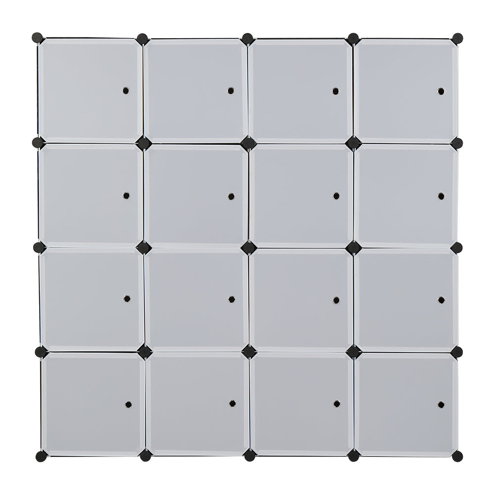HAOYYE 16-Cube Modular Closet Cabinet, Stackable Plastic Storage Shelves With Hanging Rods, Durable Design, Space-Saving Organizer For Clothes, Shoes, And Accessories