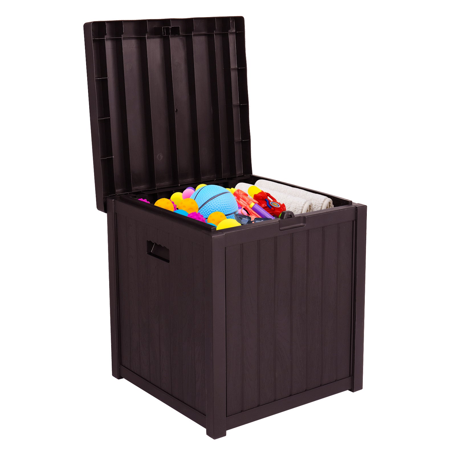 HAOYYE Outdoor Garden Storage Deck Box with Waterproof Plastic Construction, Large 51-Gallon Capacity Chest for Tools Cushions Toys and Patio Essentials, Durable Weather Resistant Storage Container with Seating Function
