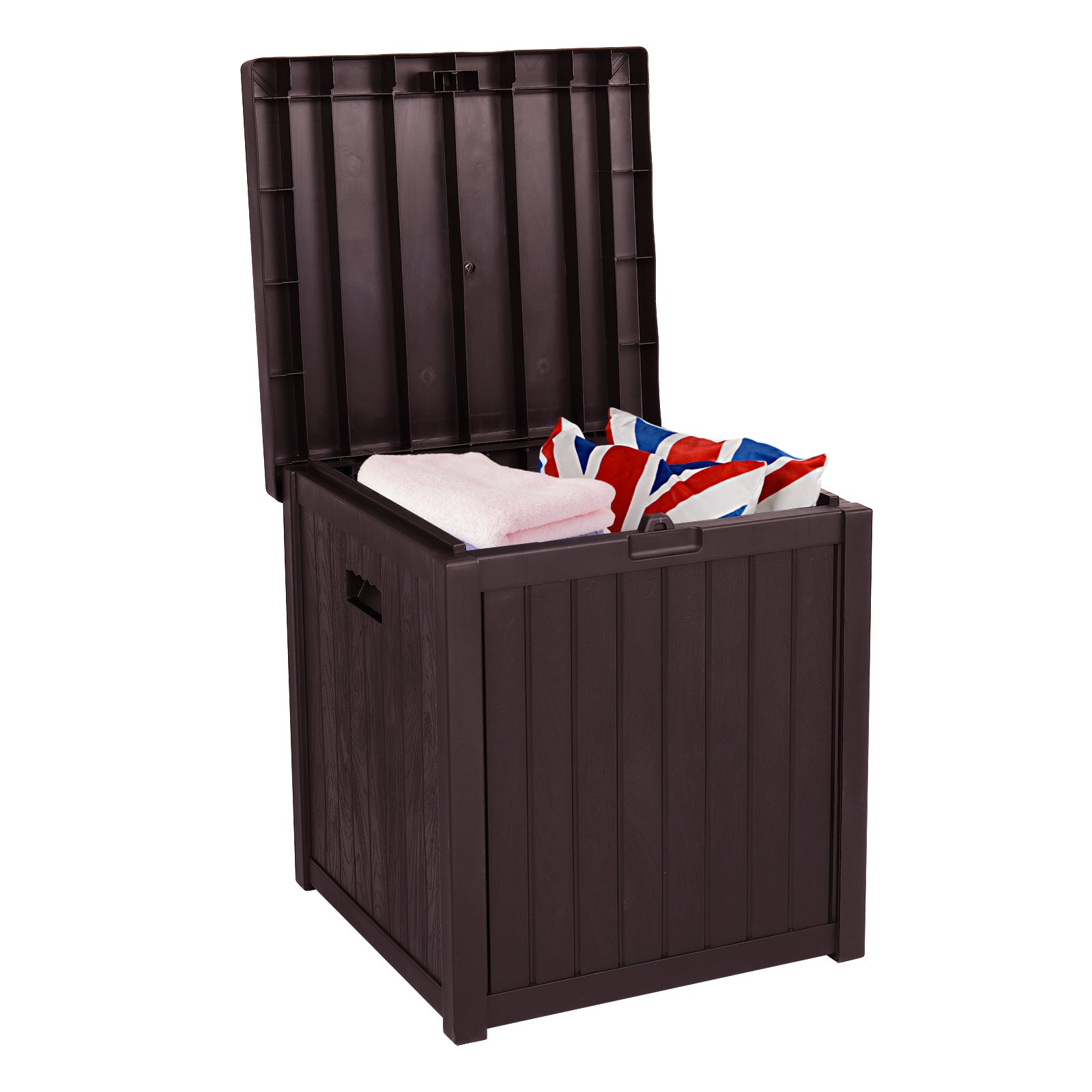 HAOYYE Outdoor Garden Storage Deck Box with Waterproof Plastic Construction, Large 51-Gallon Capacity Chest for Tools Cushions Toys and Patio Essentials, Durable Weather Resistant Storage Container with Seating Function