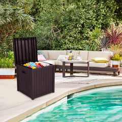 HAOYYE Outdoor Garden Storage Deck Box with Waterproof Plastic Construction, Large 51-Gallon Capacity Chest for Tools Cushions Toys and Patio Essentials, Durable Weather Resistant Storage Container with Seating Function