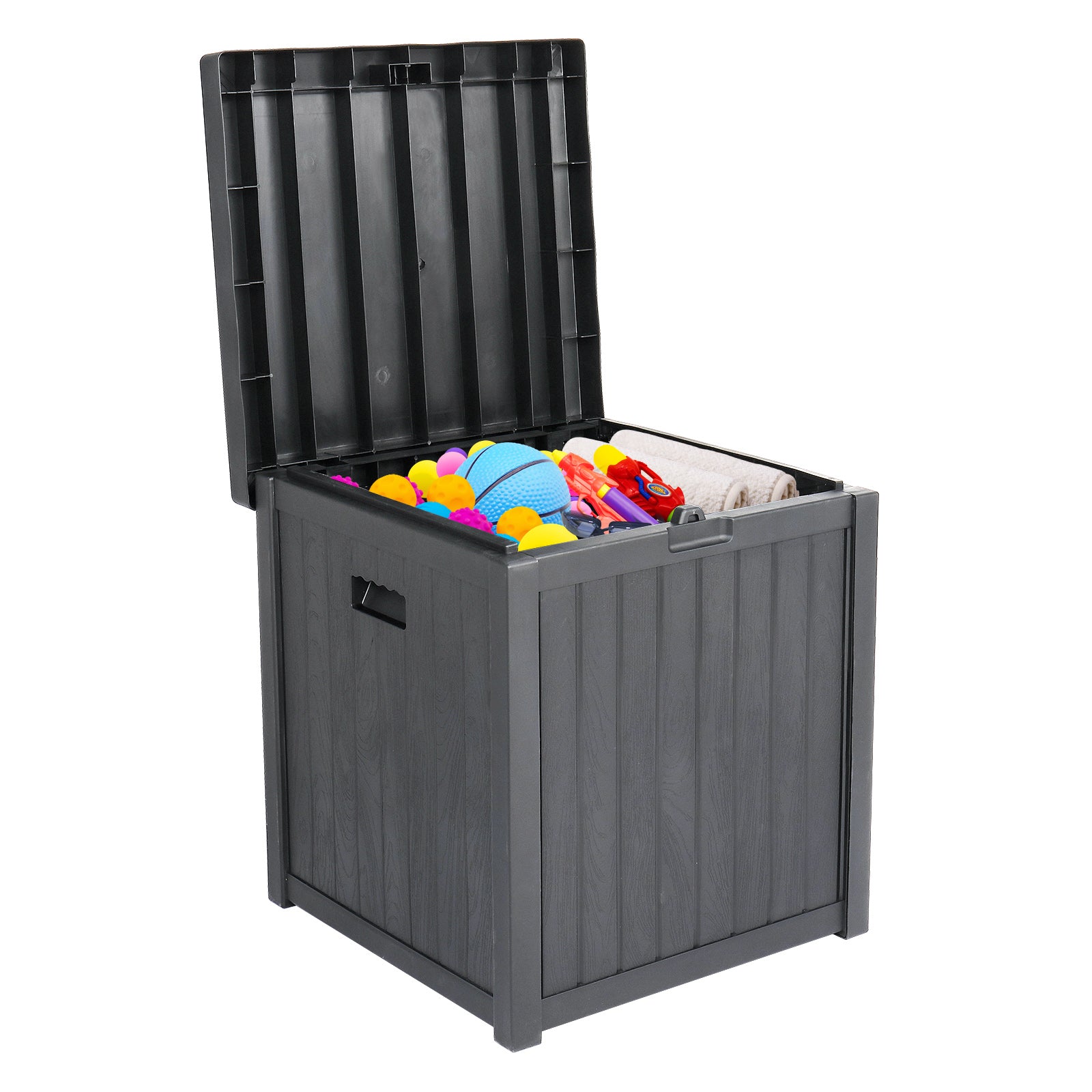 HAOYYE Outdoor Garden Storage Deck Box with Lockable Lid and Waterproof Plastic Construction, 51 Gallon Large Capacity Chest for Tools Cushions Toys and Patio Supplies, Durable Weather Resistant Seating Container