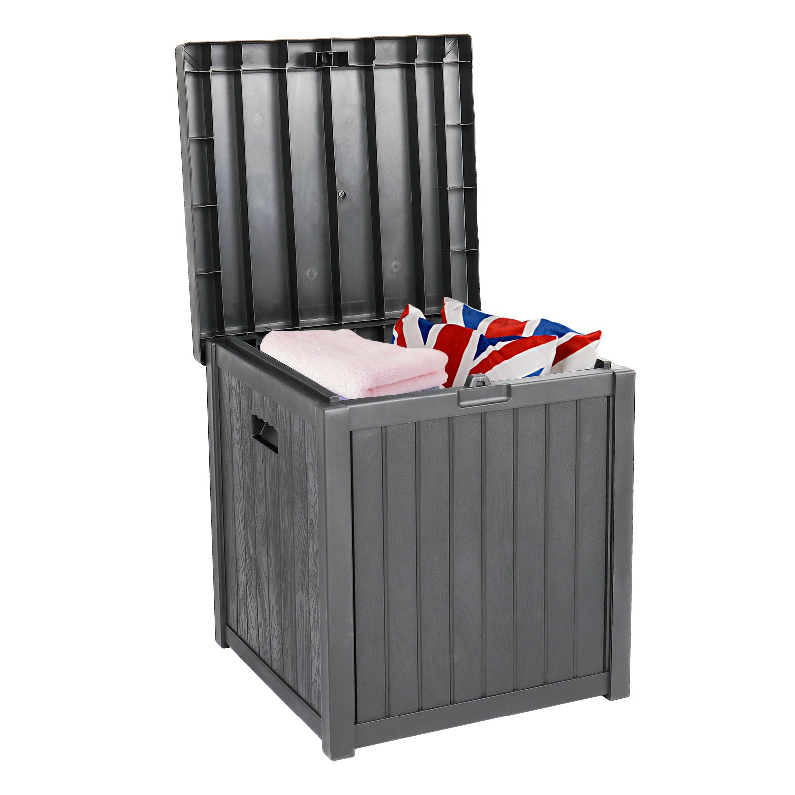 HAOYYE Outdoor Garden Storage Deck Box with Lockable Lid and Waterproof Plastic Construction, 51 Gallon Large Capacity Chest for Tools Cushions Toys and Patio Supplies, Durable Weather Resistant Seating Container