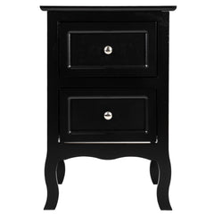 HAOYYE Country Style Two-Tier Nightstand Black Sturdy Design Durable Multifunctional Home Organizer Storage Solution Stylish Space-Saving Side Table for Living Room Bedroom