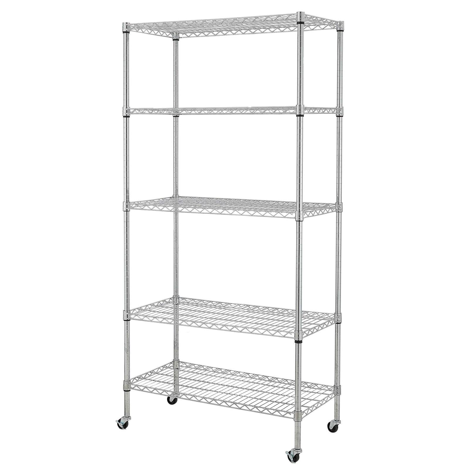 HAOYYE 5-Tier NSF-Certified Steel Wire Shelving Unit with Wheels Chrome Adjustable Heavy Duty Storage Rack Organizer for Kitchen Pantry Garage Office Laundry Room Easy Mobility and Assembly