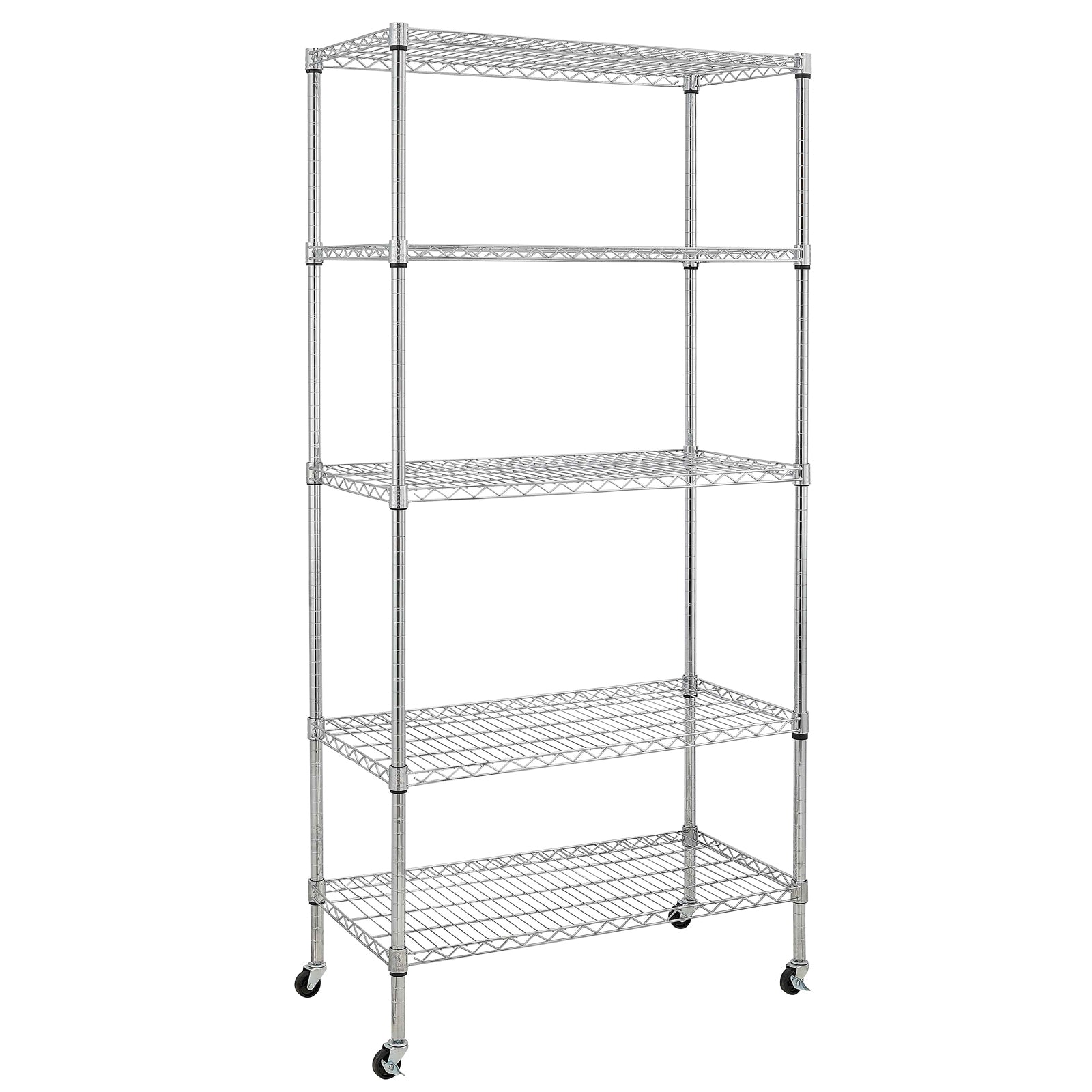 HAOYYE 5-Tier NSF-Certified Steel Wire Shelving Unit with Wheels Chrome Adjustable Heavy Duty Storage Rack Organizer for Kitchen Pantry Garage Office Laundry Room Easy Mobility and Assembly