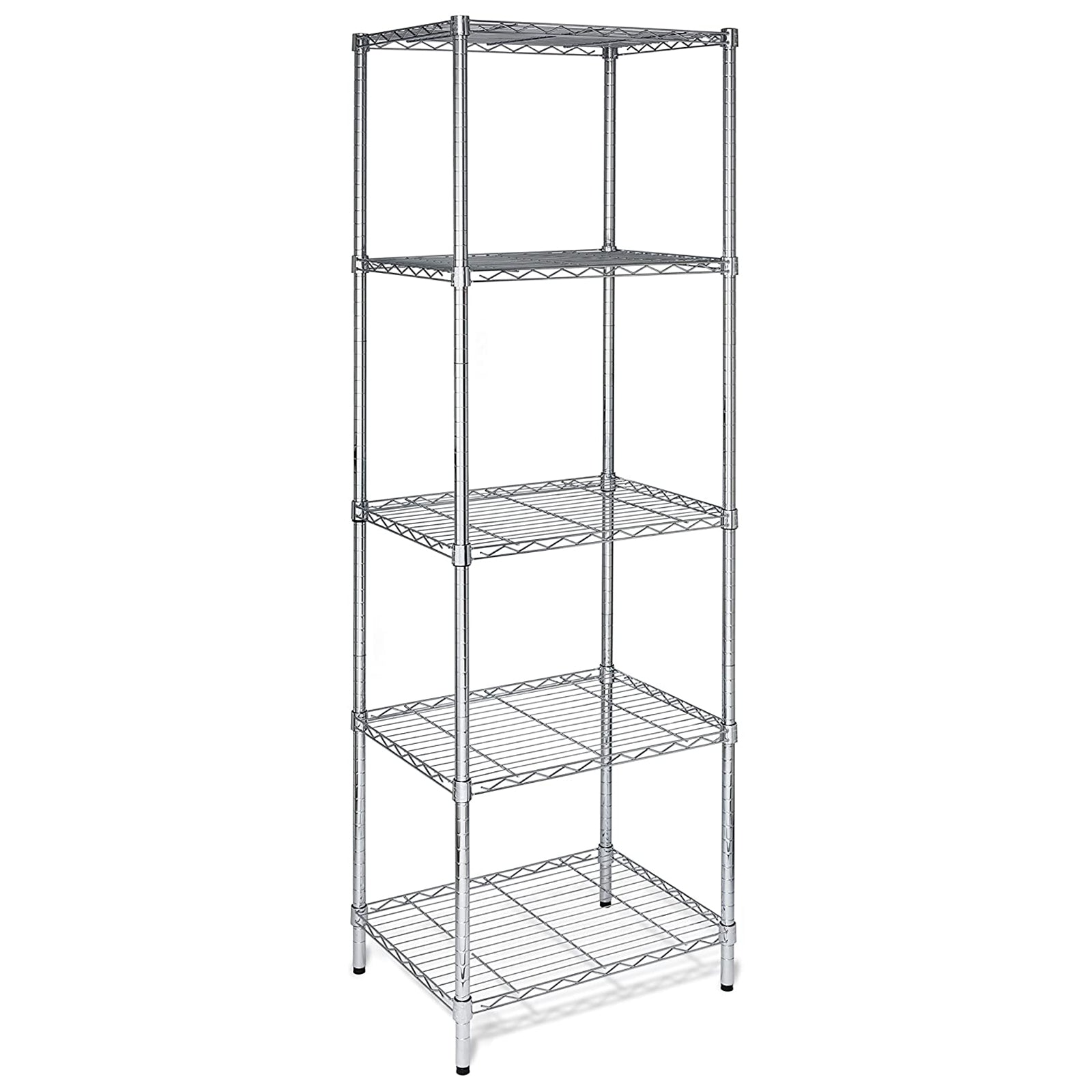 HAOYYE 5-Tier Chrome Shelving Unit, Soft Cozy Warm Flannel Fleece Home Decor, Luxury Comfortable Unique Design, Premium Quality Decorative Storage Organizer for Home Office Garage or Kitchen, Sturdy and Stylish Space-Saving Shelf