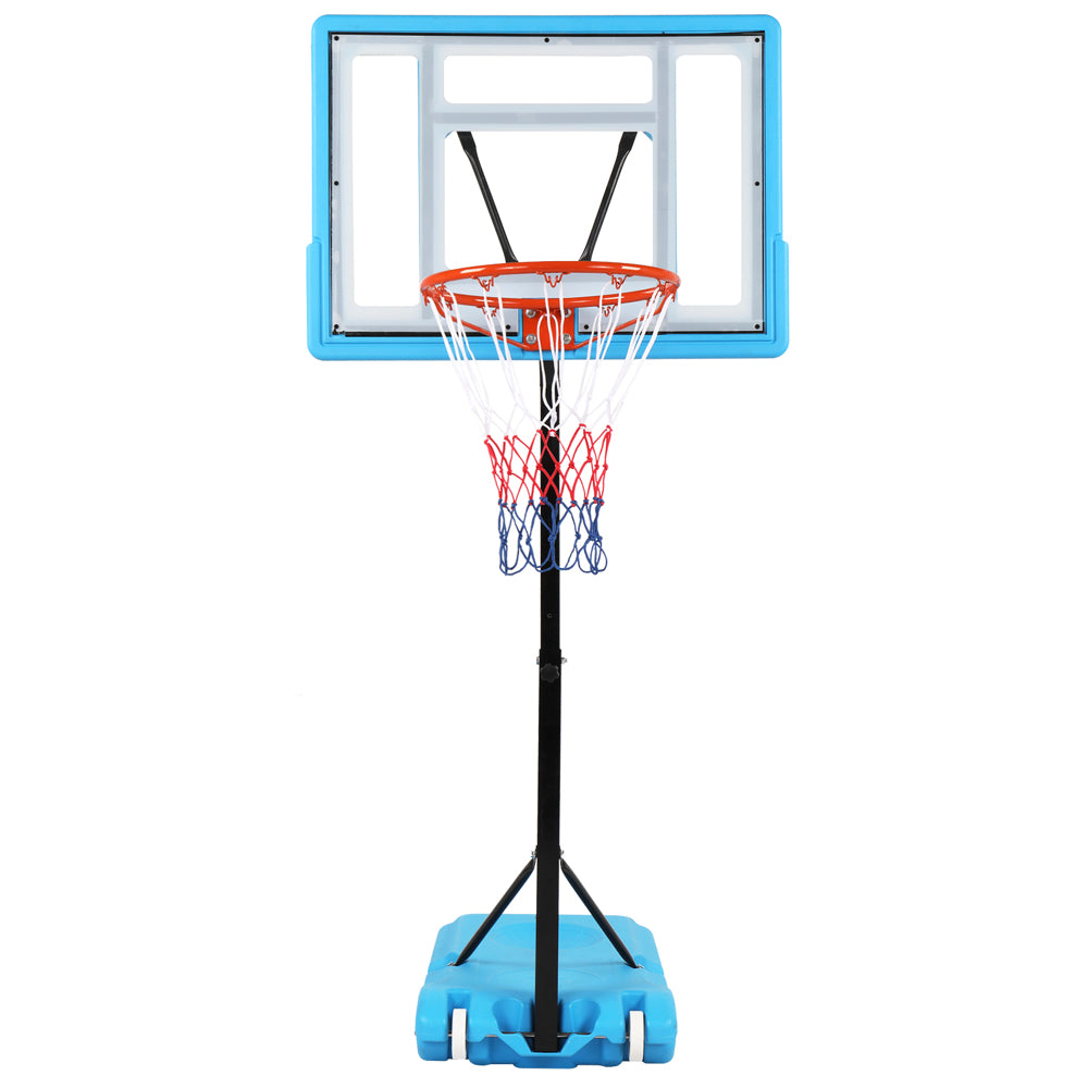 HAOYYE PVC Transparent Board Basketball Hoop for Poolside with Adjustable Height 115-135cm, Portable Basketball Stand with Nylon Net and Water or Sand Filled Base, Easy Setup and Relocation, Ideal for Poolside Fun and Outdoor Games