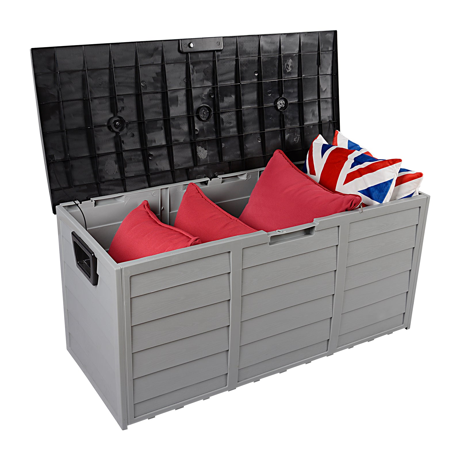 HAOYYE 75gal Outdoor Garden Storage Deck Box Chest with Lockable Lid Wheels and Handles for Patio Garage Tools Cushions Toys Weatherproof Plastic Organizer