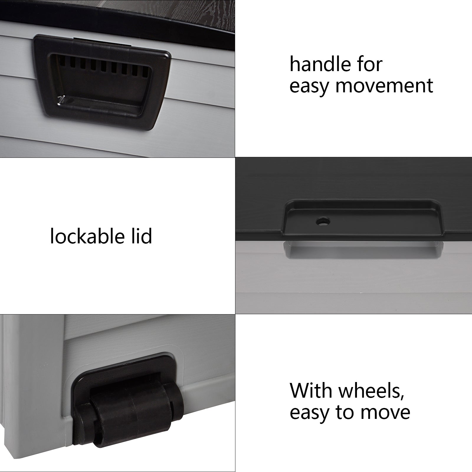 HAOYYE 75gal Outdoor Garden Storage Deck Box Chest with Lockable Lid Wheels and Handles for Patio Garage Tools Cushions Toys Weatherproof Plastic Organizer