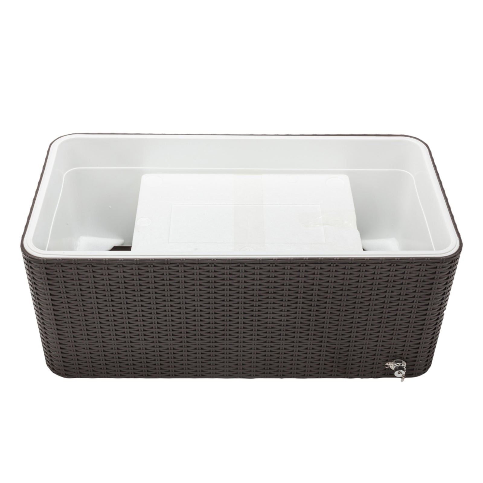 HAOYYE Rattan Square Legs Cooler with Shelf, Durable Outdoor Cooler with Warm and Cooling Functions, Equipped with Two Directional Wheels, Bottom Tray for Storage, Perfect for Outdoor Events and Gatherings