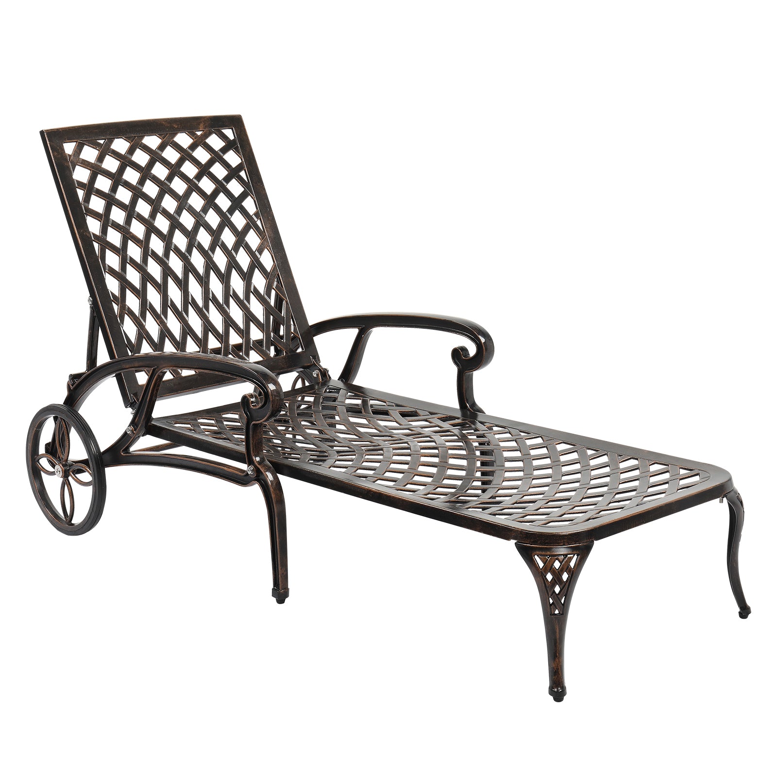 HAOYYE Adjustable Backrest Courtyard Cast Aluminum Lying Bed, Black, Sturdy Outdoor Lounge Chair for Relaxing, Perfect for Garden, Patio, or Backyard, Comfortable and Durable Design, Easy to Adjust for Ultimate Comfort