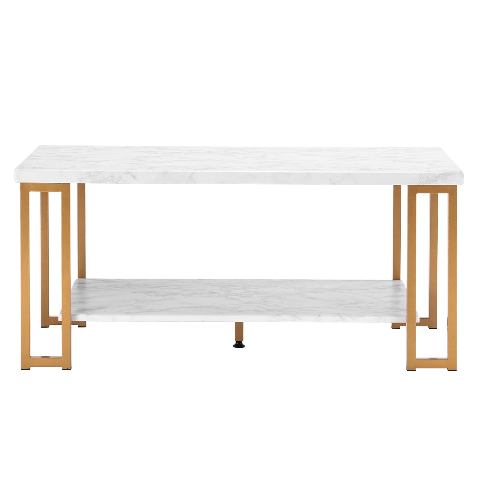 HAOYYE Simple Double-Layer Golden Iron Pipe Marble PVC Coffee Table, Rectangular Design, Luxury Home Decor, Premium Quality, Modern and Elegant, Comfortable, Decorative for Living Room, Office, and More