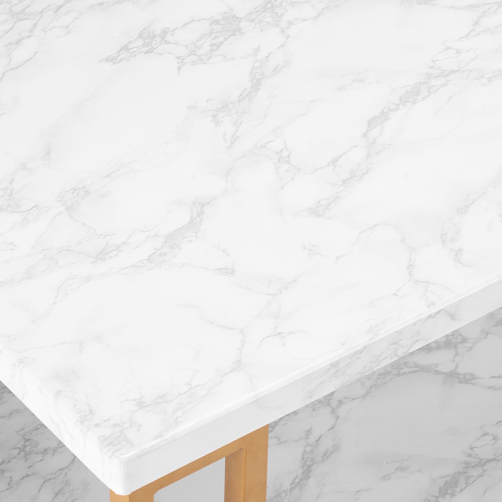 HAOYYE Simple Double-Layer Golden Iron Pipe Marble PVC Coffee Table, Rectangular Design, Luxury Home Decor, Premium Quality, Modern and Elegant, Comfortable, Decorative for Living Room, Office, and More
