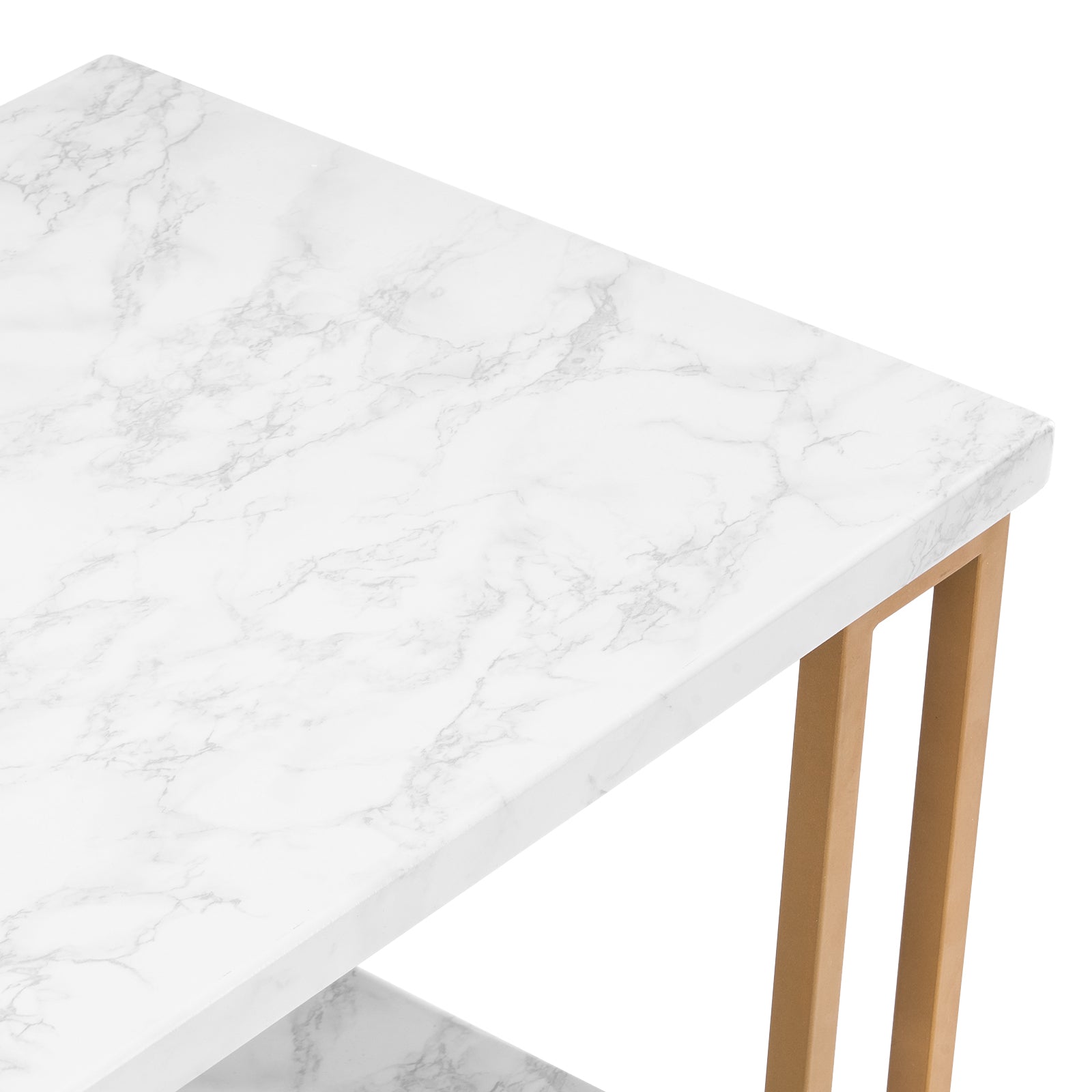 HAOYYE Simple Double-Layer Golden Iron Pipe Marble PVC Coffee Table, Rectangular Design, Luxury Home Decor, Premium Quality, Modern and Elegant, Comfortable, Decorative for Living Room, Office, and More