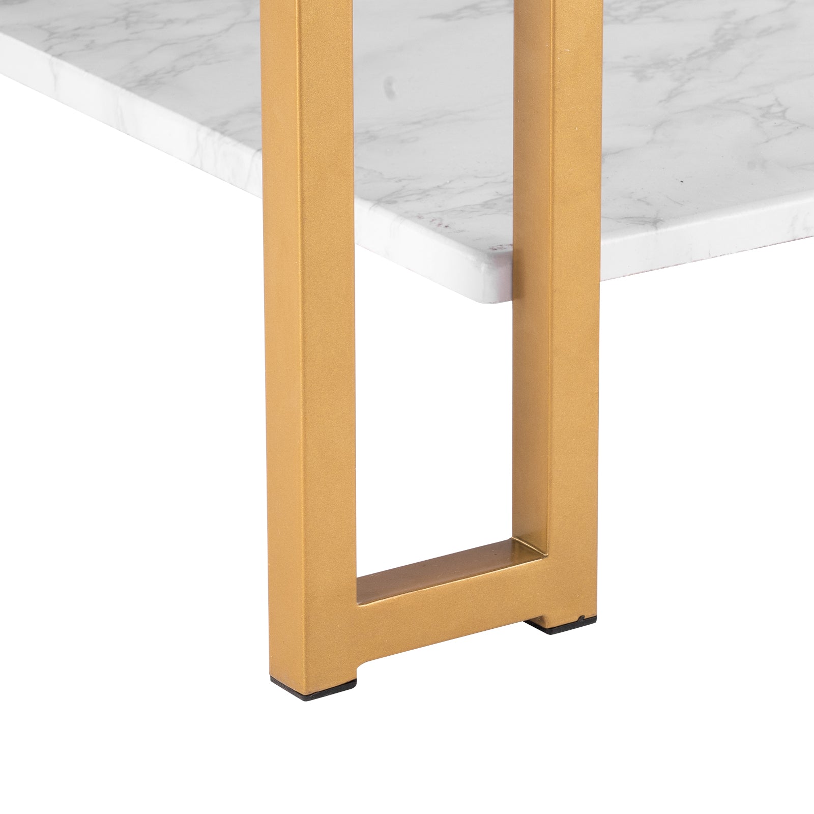 HAOYYE Simple Double-Layer Golden Iron Pipe Marble PVC Coffee Table, Rectangular Design, Luxury Home Decor, Premium Quality, Modern and Elegant, Comfortable, Decorative for Living Room, Office, and More