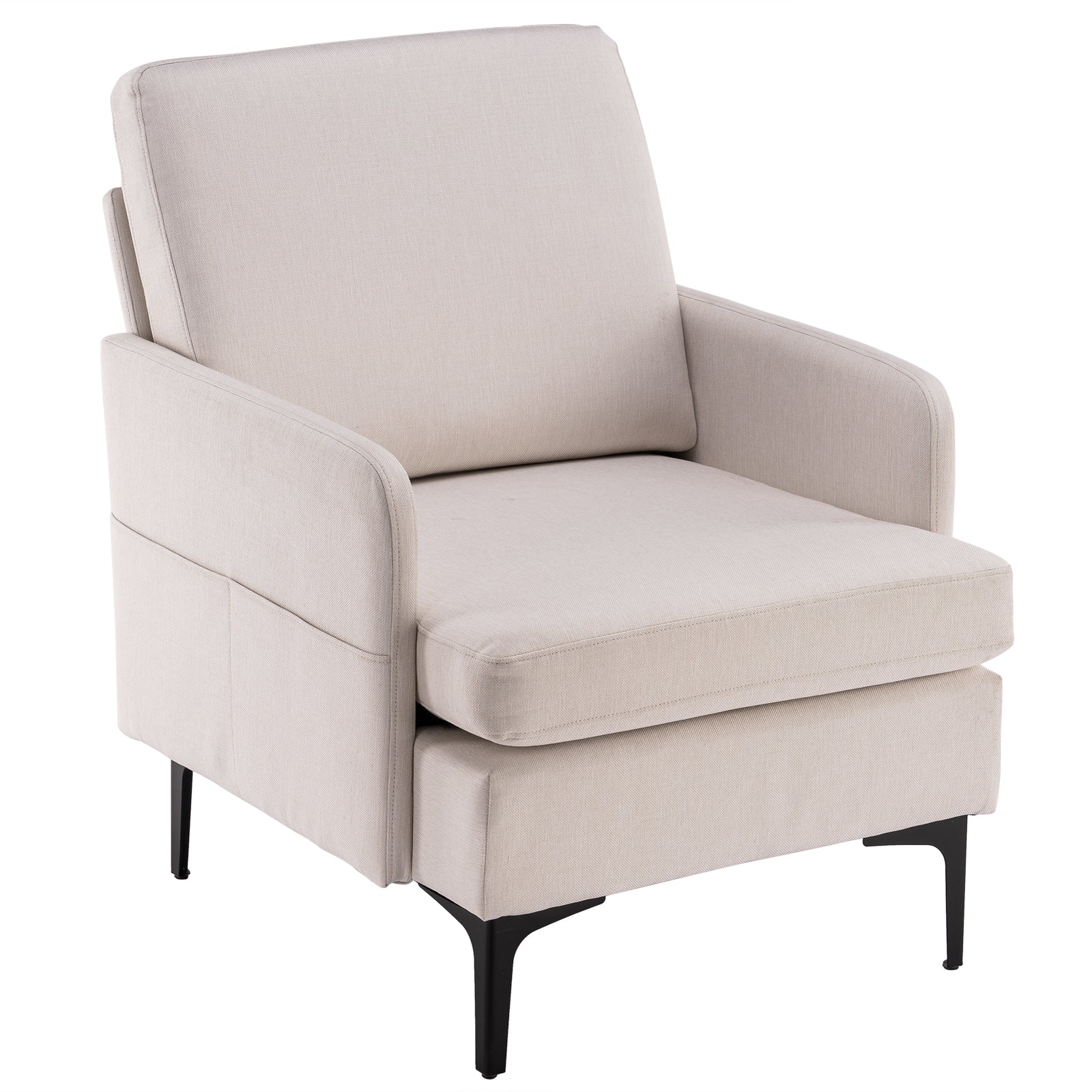 HAOYYE Lounge Chair, Comfy Single Sofa Accent Chair for Bedroom Living Room Guestroom, Beige soft cozy warm flannel fleece home decor luxury comfortable unique design premium quality decorative