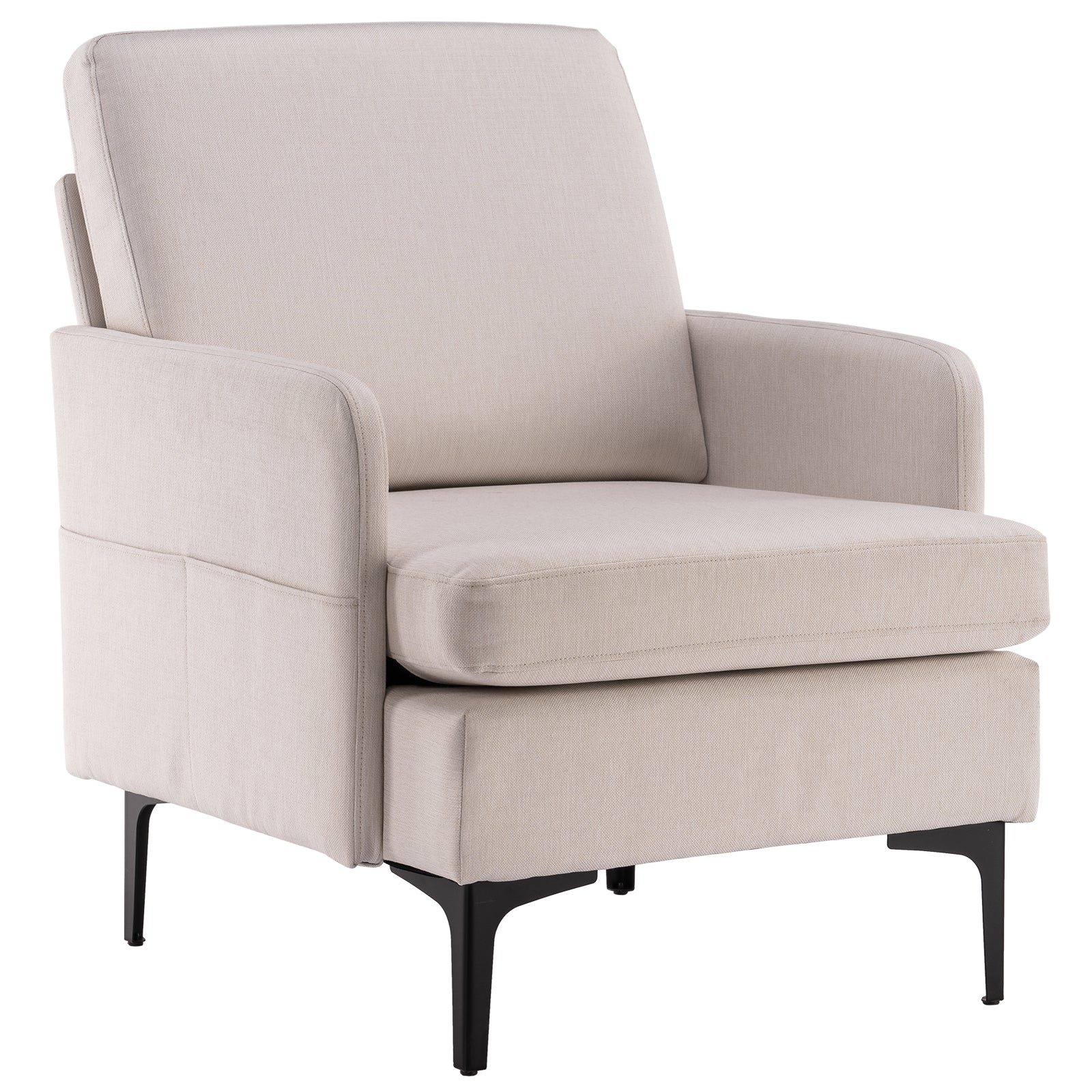 HAOYYE Lounge Chair, Comfy Single Sofa Accent Chair for Bedroom Living Room Guestroom, Beige soft cozy warm flannel fleece home decor luxury comfortable unique design premium quality decorative