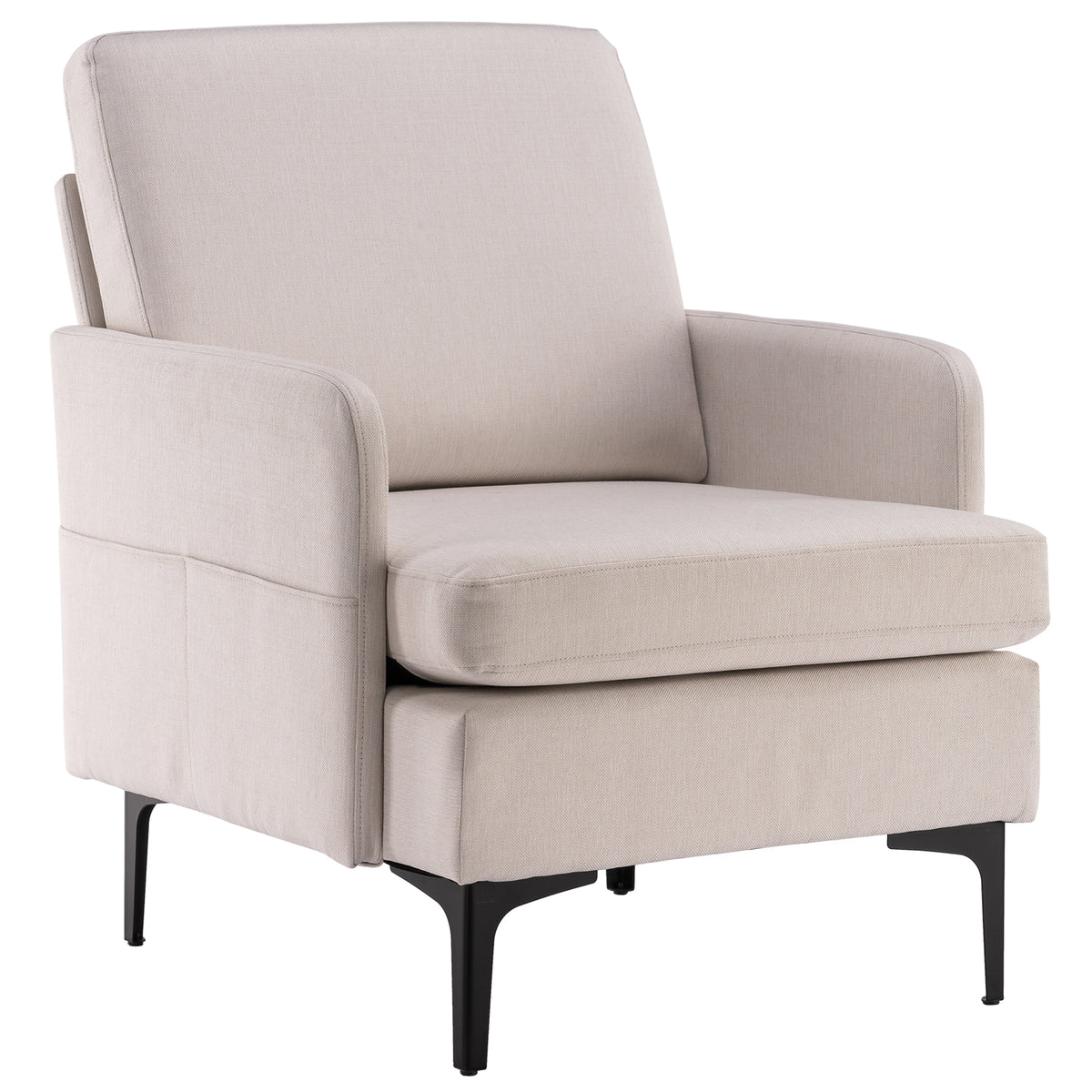 HAOYYE Lounge Chair, Comfy Single Sofa Accent Chair for Bedroom Living Room Guestroom, Beige soft cozy warm flannel fleece home decor luxury comfortable unique design premium quality decorative