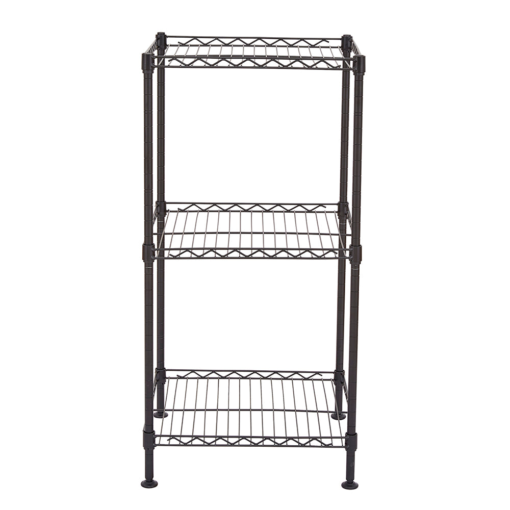 HAOYYE Black 3-Tier Wire Shelving Tower, Durable Metal Storage Rack For Home, Office, And Kitchen, Sturdy And Space-Saving Design With Adjustable Shelves, Modern Black Finish, Sleek And Stylish Organizer For Bathroom, Closet, Pantry, And Garage.