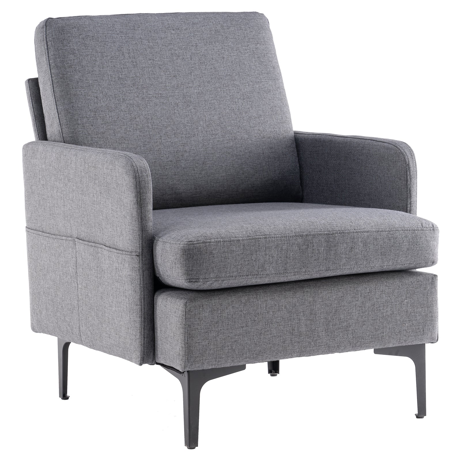 HAOYYE Lounge Chair, Comfy Single Sofa for Bedroom, Living Room, Guestroom – Modern Accent Chair with Soft Cozy Dark Grey Flannel Upholstery, Relaxing and Stylish Home Decor, Space-Saving Luxury Design, Durable High-Quality Construction, Easy to Assemble