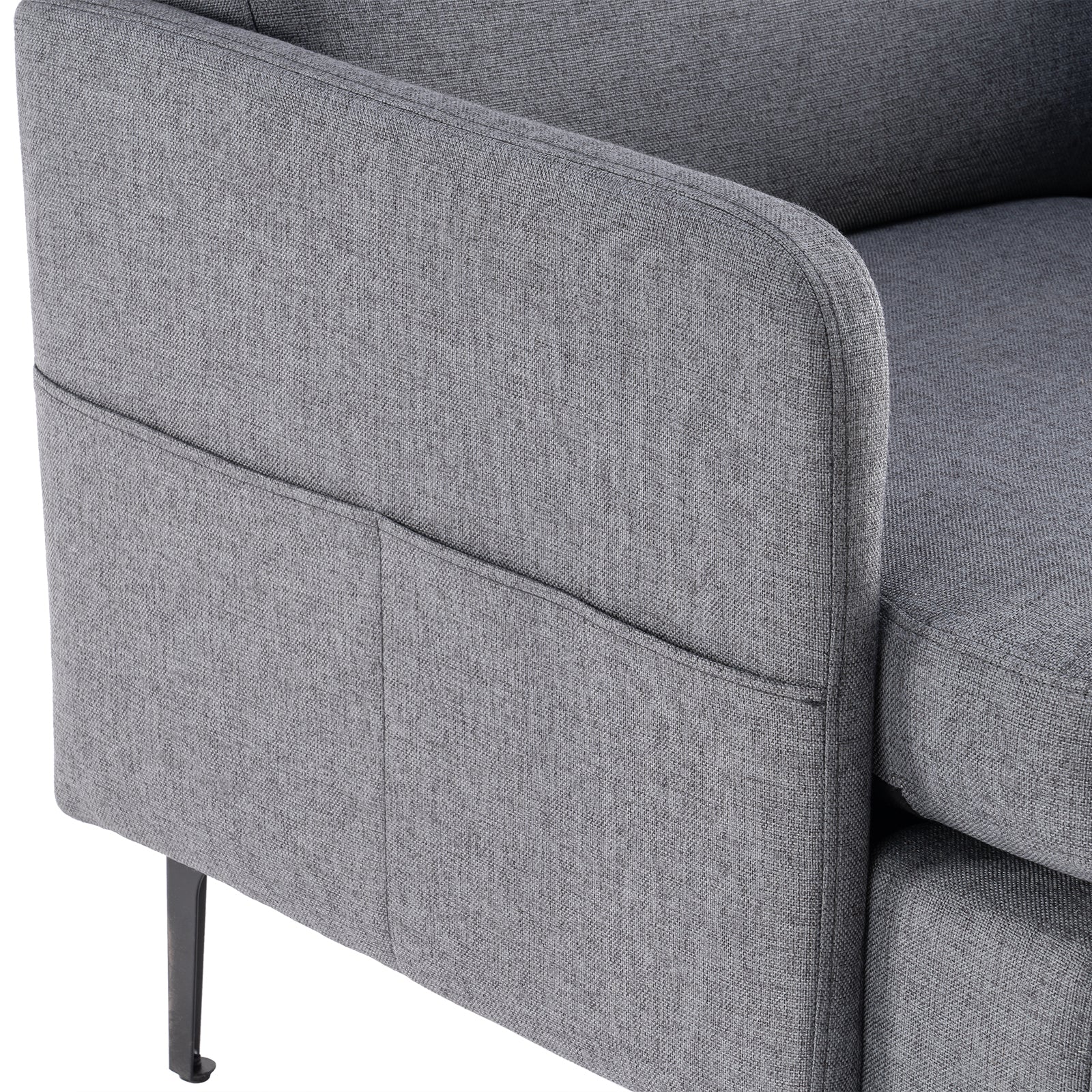 HAOYYE Lounge Chair, Comfy Single Sofa for Bedroom, Living Room, Guestroom – Modern Accent Chair with Soft Cozy Dark Grey Flannel Upholstery, Relaxing and Stylish Home Decor, Space-Saving Luxury Design, Durable High-Quality Construction, Easy to Assemble