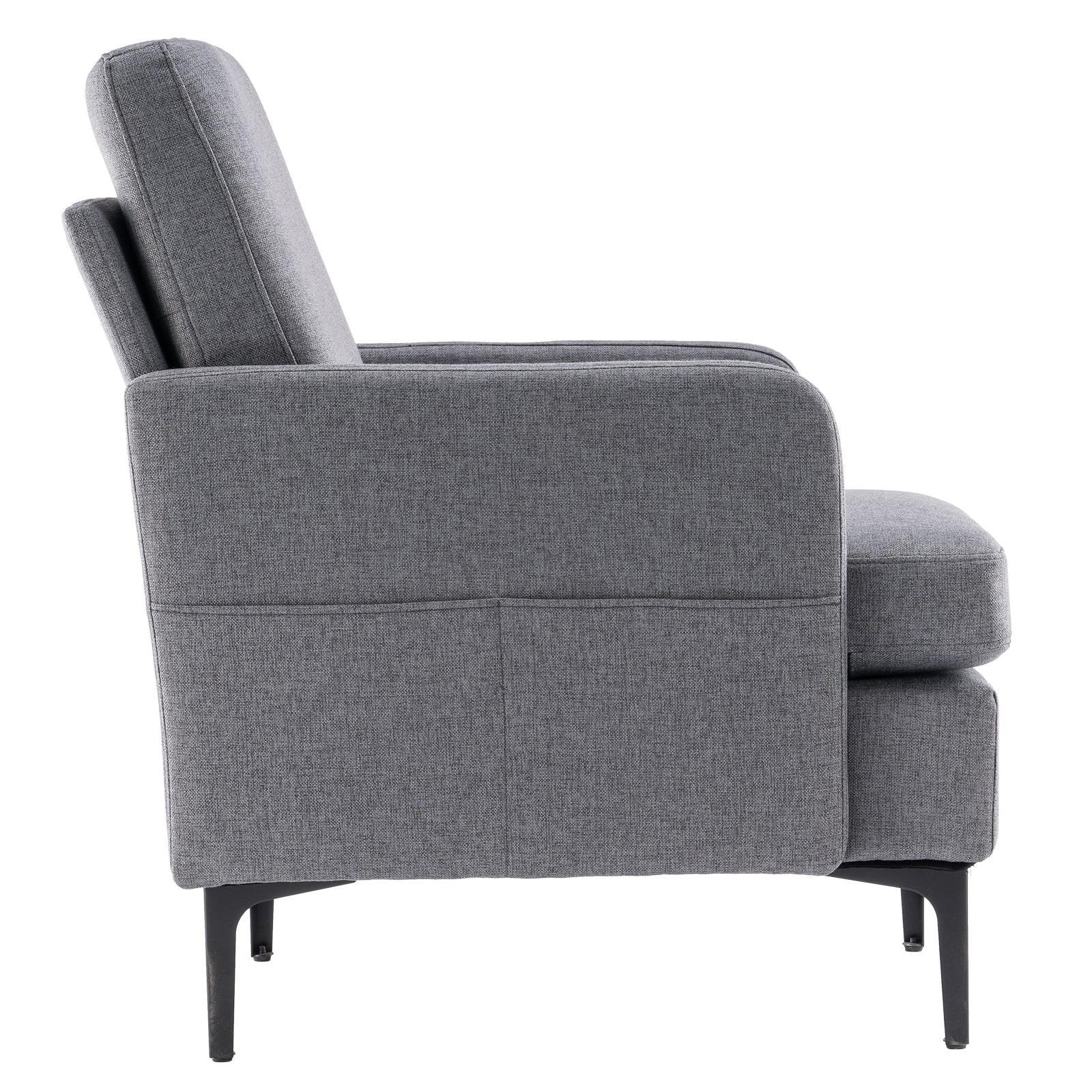 HAOYYE Lounge Chair, Comfy Single Sofa for Bedroom, Living Room, Guestroom – Modern Accent Chair with Soft Cozy Dark Grey Flannel Upholstery, Relaxing and Stylish Home Decor, Space-Saving Luxury Design, Durable High-Quality Construction, Easy to Assemble