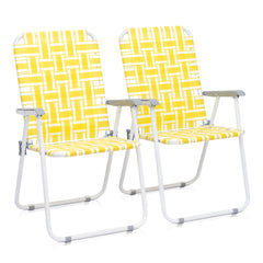 HAOYYE 2pcs Folding Beach Chairs, Steel Tube PP Webbing, Lightweight and Comfortable Chairs for Outdoor Relaxation, Ideal for Beach, Picnic, Camping, and Outdoor Activities